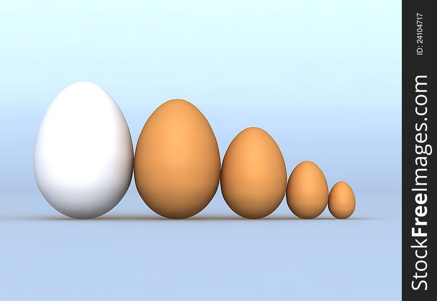 Three eggs on a white background