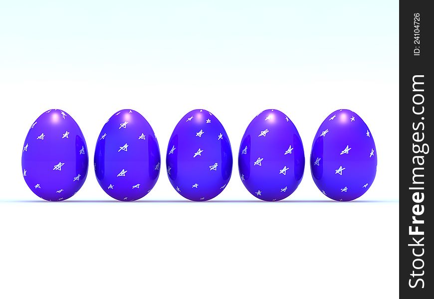 Easter eggs blue with the stars on a light background. Easter eggs blue with the stars on a light background