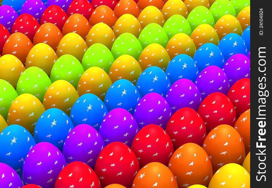 Easter eggs from above, all the colors of the rainbow