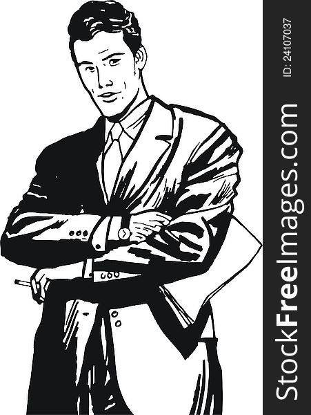 Illustration of a businessman, drawn in comic style