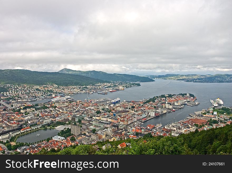 View of Bergen from Mount Floyen, Norway