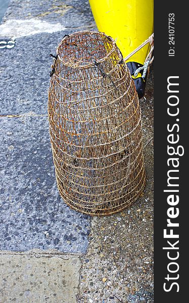 Lobster pot in the harbour of la spezia