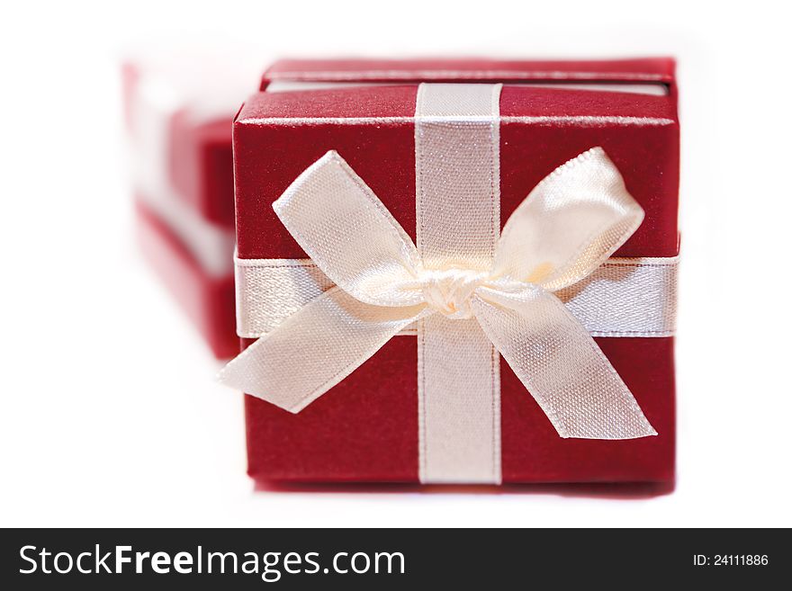 Christmas or valentine's day gift. Shallow depth of field, isolated on white background. Christmas or valentine's day gift. Shallow depth of field, isolated on white background.