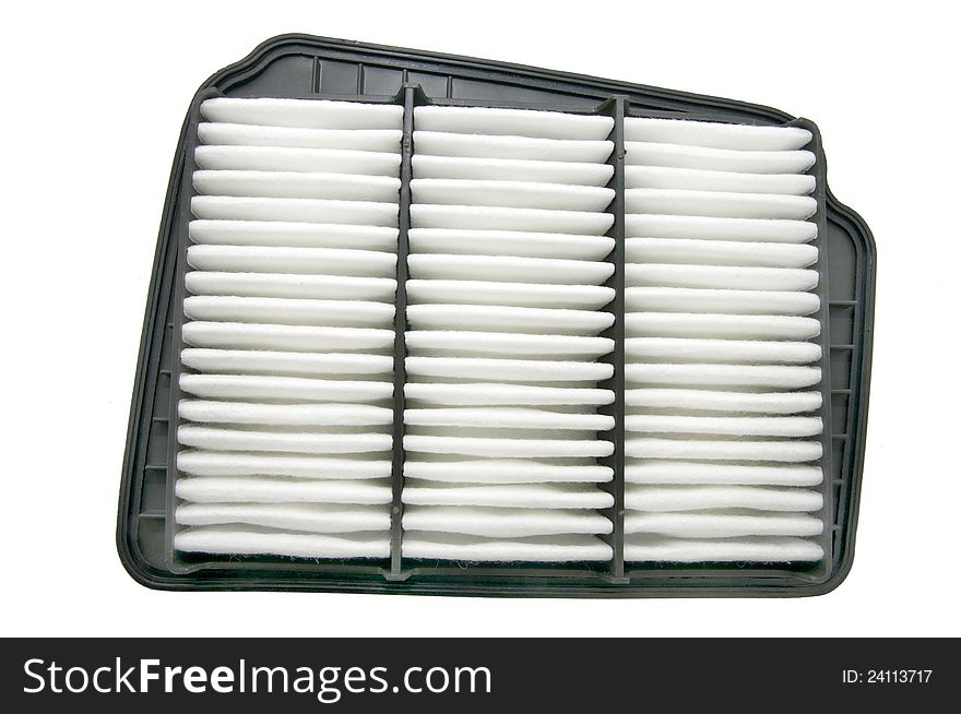 Fiber filter for a car on a white background