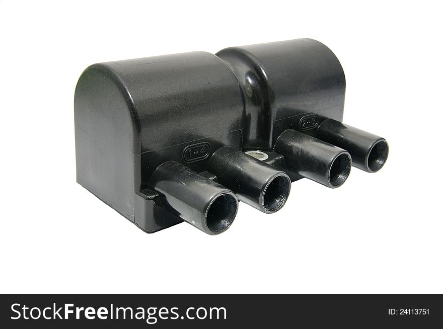Ignition coil for the four-cylinder engine on a white background