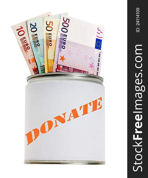 Box Donation euro money isolated on white