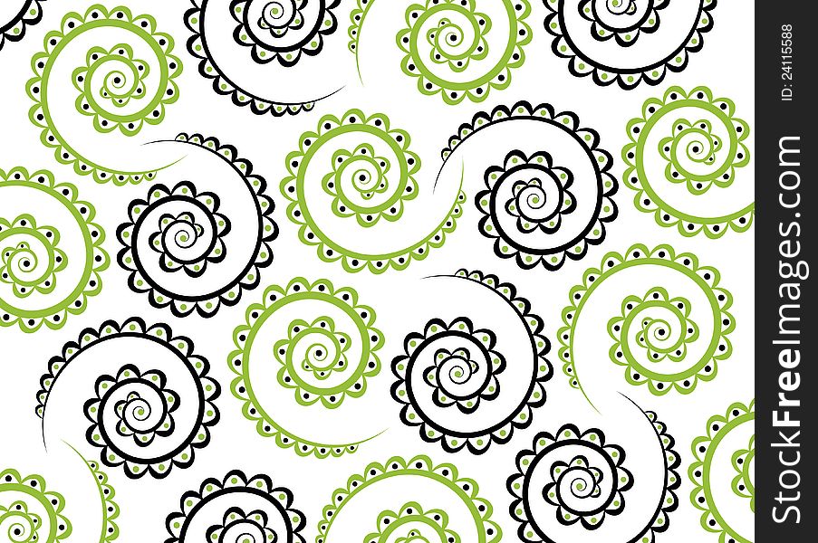 Black Green Spiral Pattern