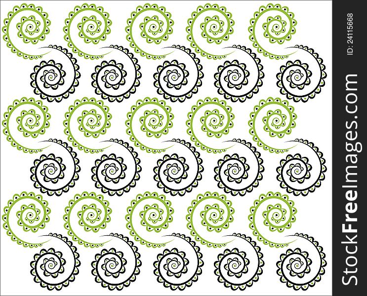 Black green spiral pattern background illustration