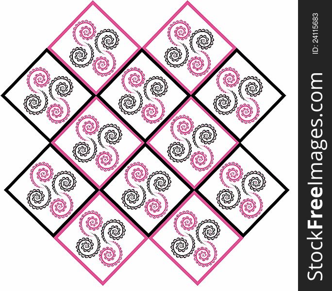 Pink black spiral background with rhombus