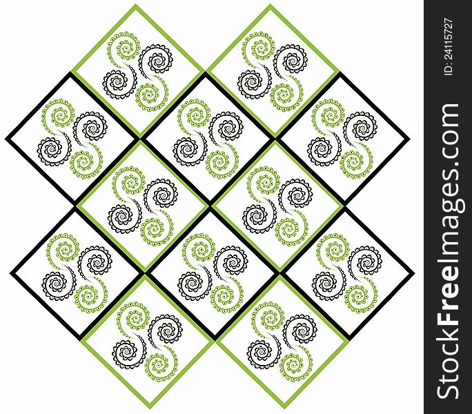 Green black rhomubs spiral pattern