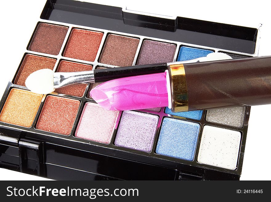 Cosmetic products on white background