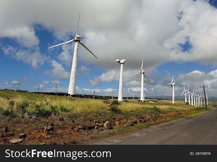 Old Ruined Windmills On Big Island, Hawaii