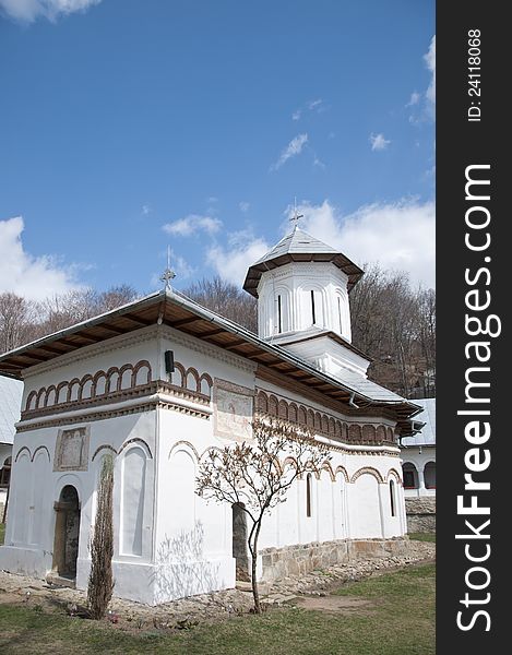 The monastery of Crasna in rural Romania with beautiful old church. The monastery of Crasna in rural Romania with beautiful old church