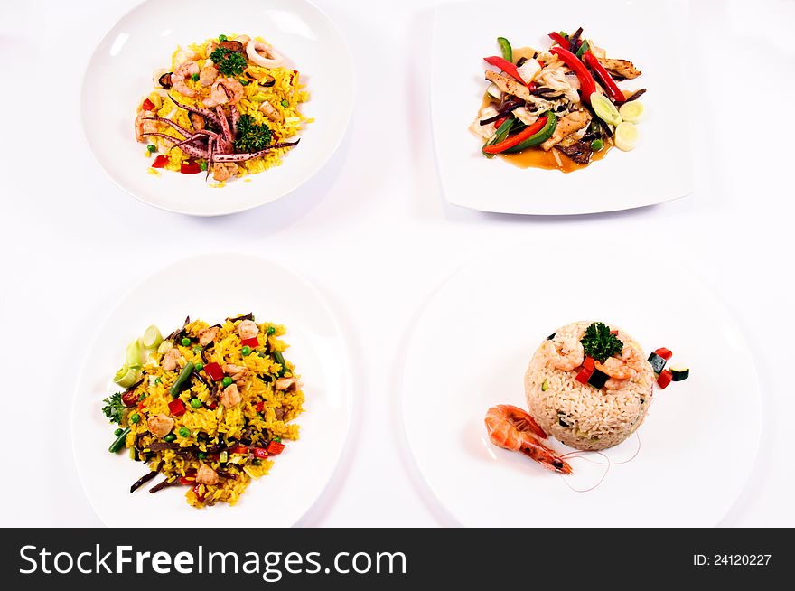 Restorant creativ menu on plates. Restorant creativ menu on plates