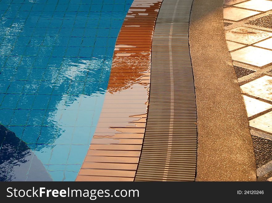 Floor of swimming pool in the luxury resort