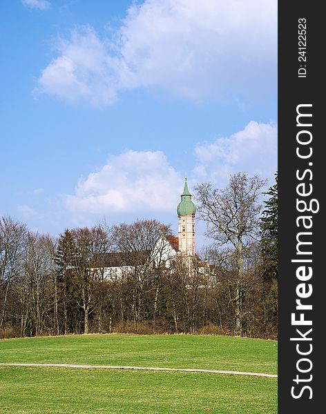 Village of Andechs with the famous abbey. Village of Andechs with the famous abbey