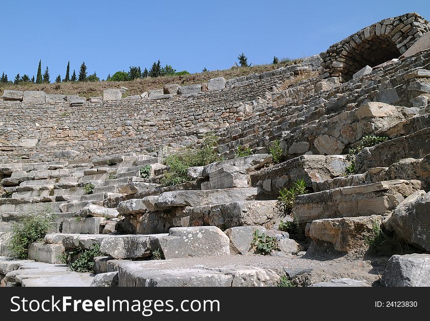 Fragment of Odeon of Ephesus in Turkey