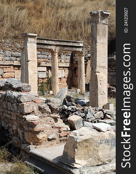 Piece of ruins in the ancient city of Ephesus in Turkey. Piece of ruins in the ancient city of Ephesus in Turkey