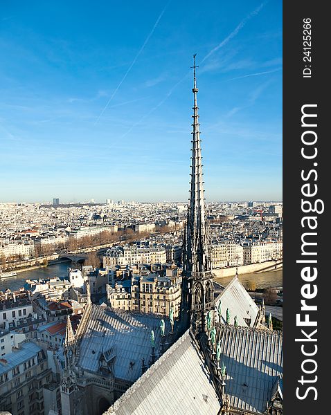 Skyline of Paris from Notre Dame cathetdral