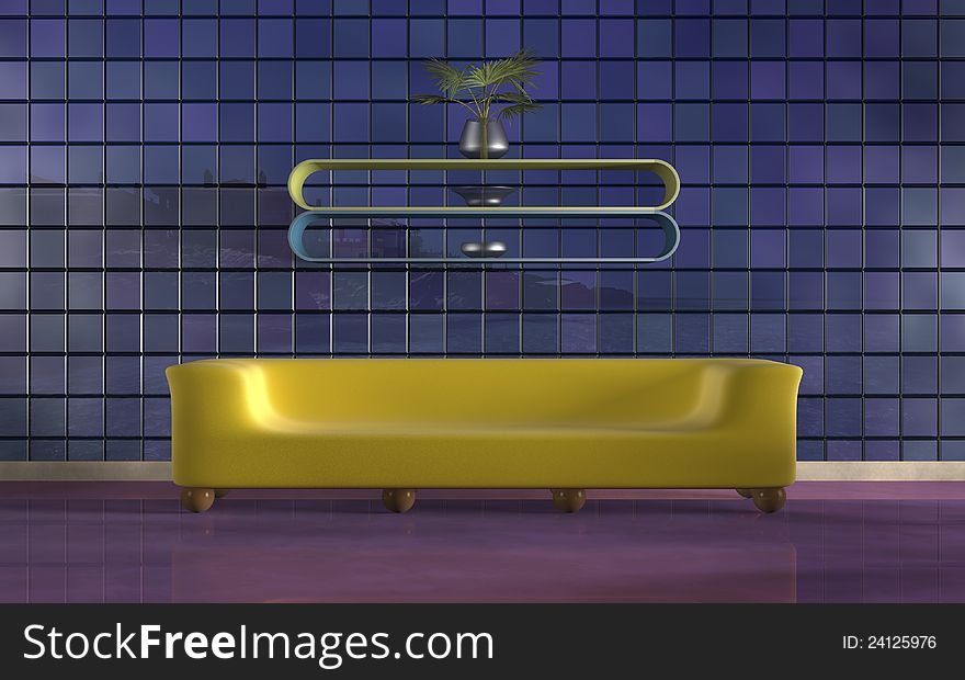 3d image of room with furniture