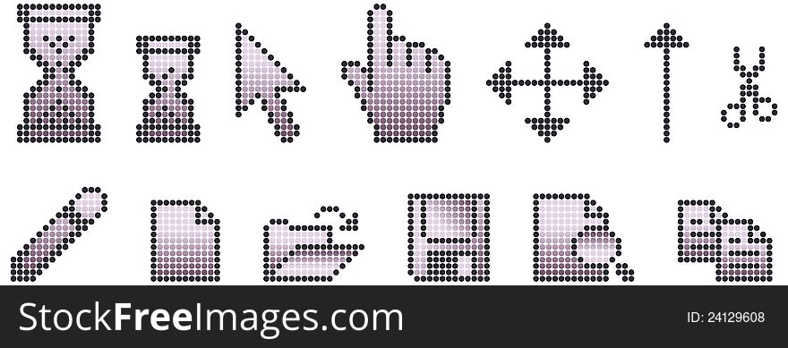 The icons and cursors in dot circle pixels. The icons and cursors in dot circle pixels.