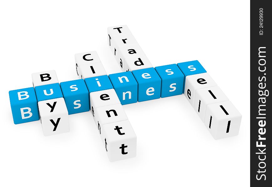 3d render of business crossword on a white background