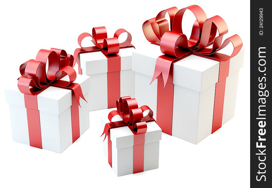 3d render of gift boxes in different sizes