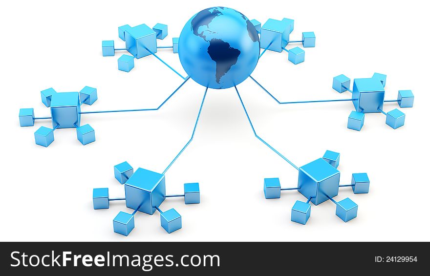 3d render of networks connected to the internet. 3d render of networks connected to the internet