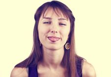 Portrait Of Young Pretty Woman With Her Tongue Out Royalty Free Stock Image Portrait Of Young Pretty Woman With Her Tongue Out Royalty Free Stock Image
