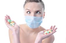 Beautiful Funny Nurse In A Mask Stock Photo Beautiful Funny Nurse In A Mask Stock Photo