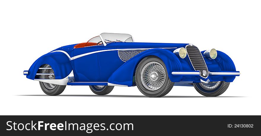 3D render of old Alfa Romeo on white background. 3D render of old Alfa Romeo on white background