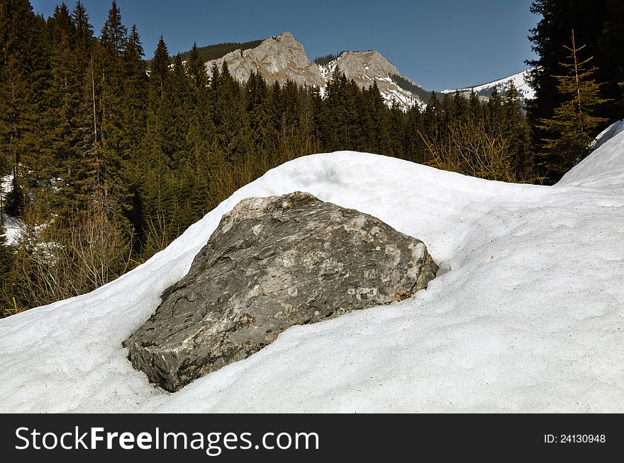 Snowy mountains in the Carpathians