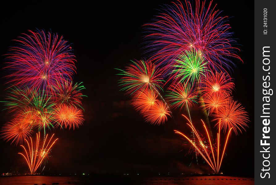 Fireworks exploding over the bay. Fireworks exploding over the bay