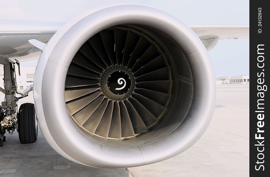 Boeing Aircraft engine with symbols.