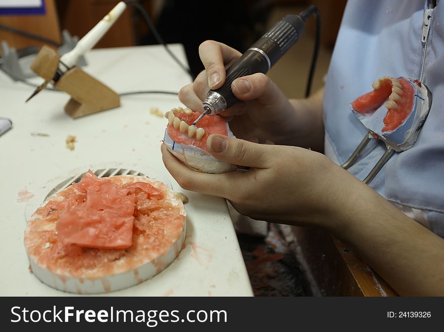 Modeling jaw in dental studio