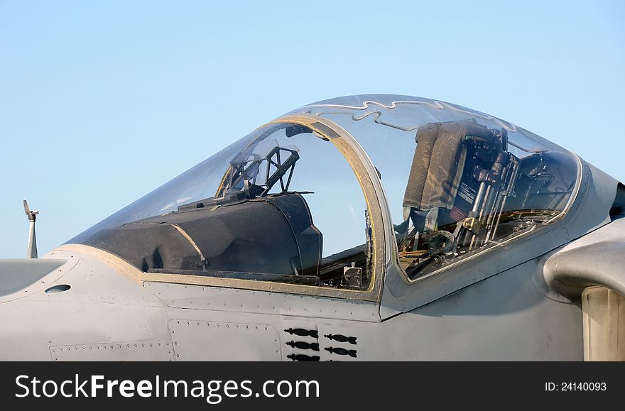 Modern military jet canopy and cockpit. Modern military jet canopy and cockpit