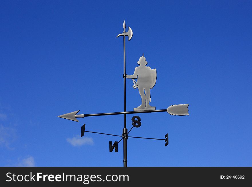 Weathervane Don Quixote, blue sky