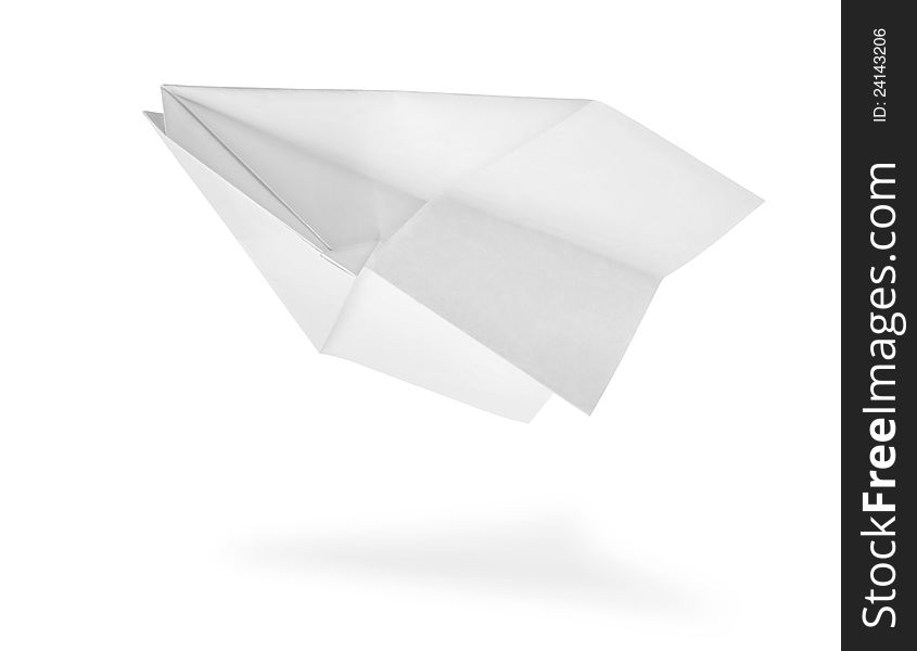 Plane made of a paper  on a white background. Plane made of a paper  on a white background