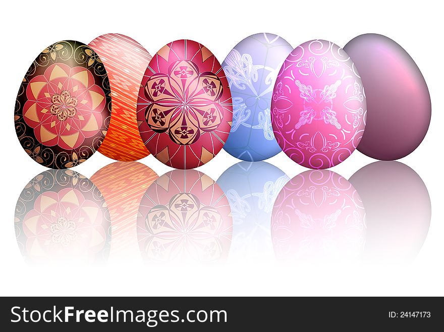 Colorful Easter eggs  in white background