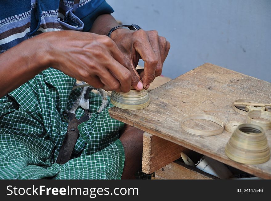 Traditional hand made craft at local village Myanmar