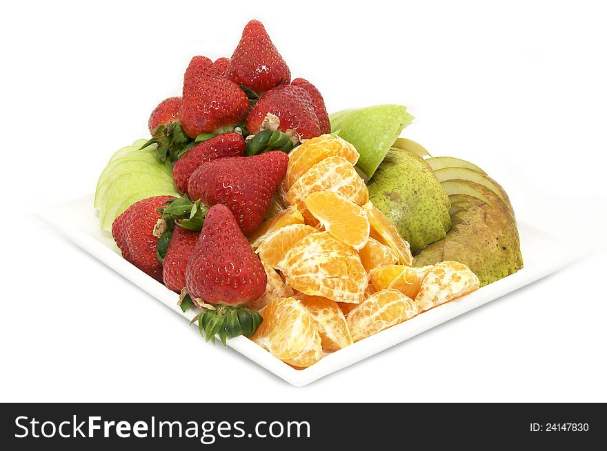 Fruit plate with an assortment of fresh fruit. Fruit plate with an assortment of fresh fruit