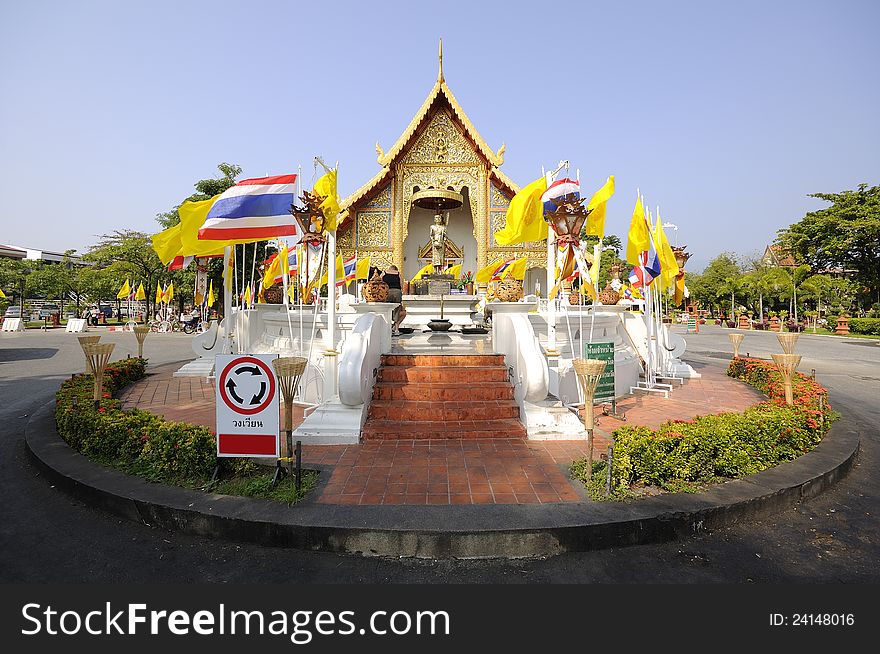 Phra Singh temple.
Wat Phra Singh is located in the western part of the old city centre of Chiang Mai.