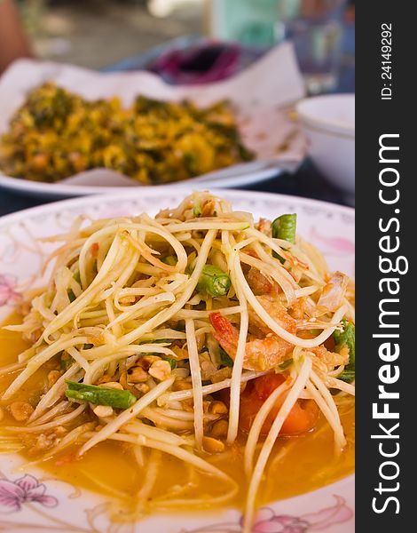 Som Tam,Thai papaya salad hot and spicy