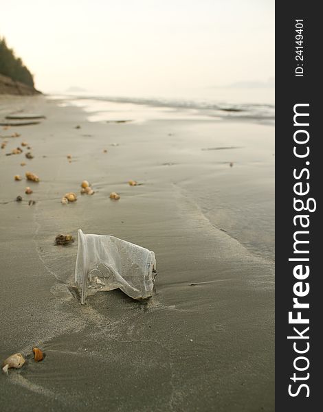 Plastic trash on beach
