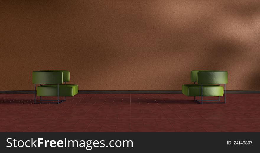 3d room image with two couchs