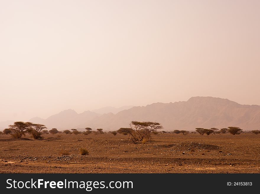 Desert mountains view at the UAE