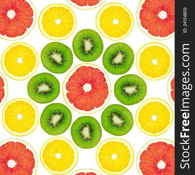 Collage from the cut fruit. Collage from the cut fruit