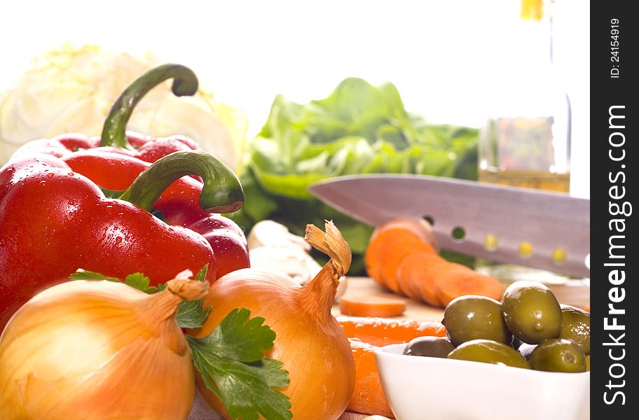 Preparation of fresh vegetables-healthy food