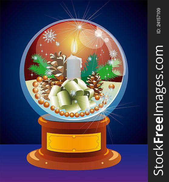 Candle in Magic sphere. Vector Illustration