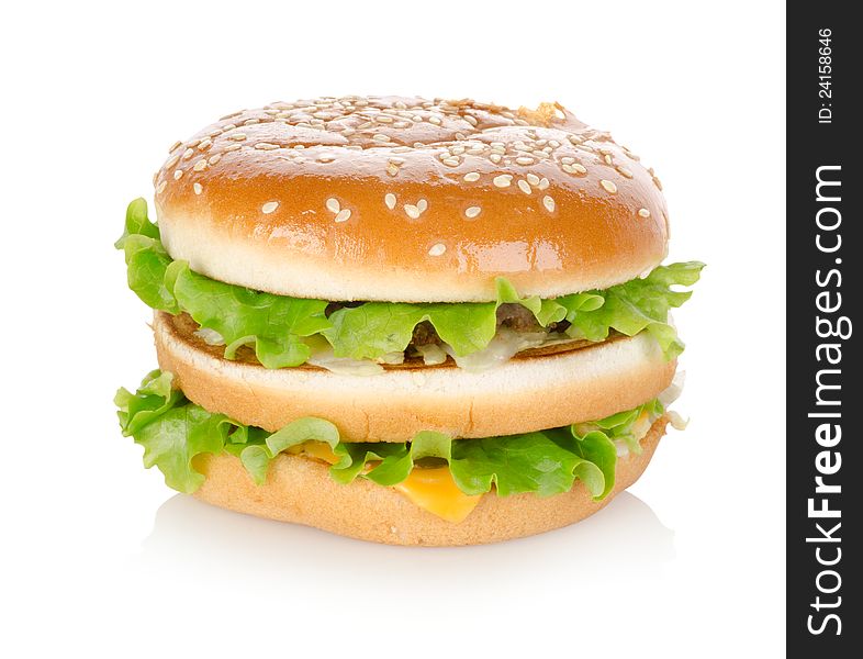 Fast Food. Cheeseburger on white background